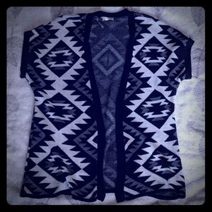 Aztec print open cardigan